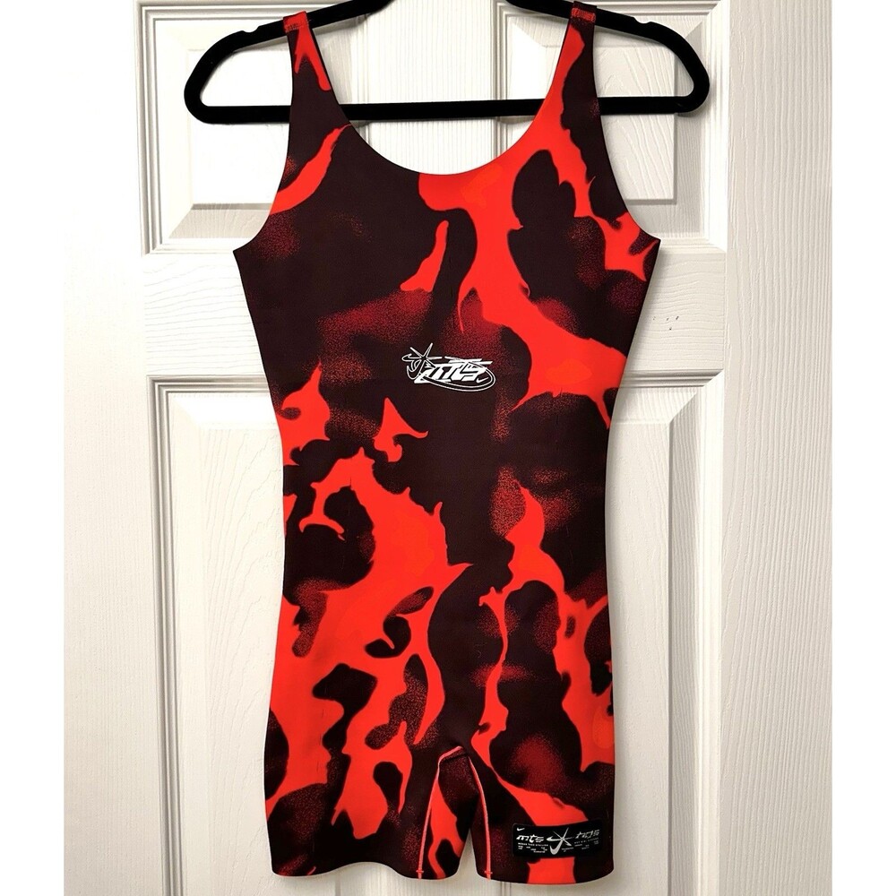 Nike Women's Bodysuit Size XS  Megan Thee Stallion Athletic Red Flame Print